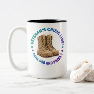 TAZA BICOLOR LÍNEA DE CRISIS PARA VETERANOS MARCA 988 Y PRESION