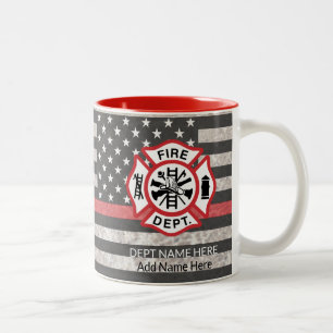 Taza Bicolor Línea roja delgada, tazón de café bombero, bomb