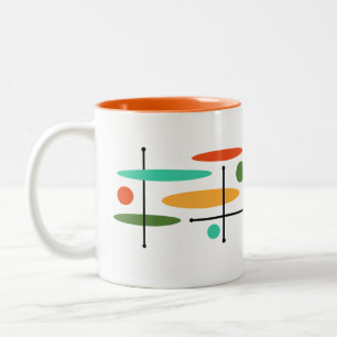 Taza Bicolor Líneas de punto de oval retro