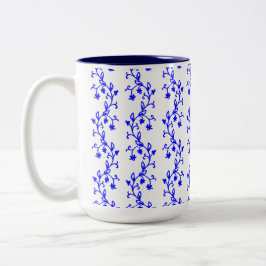 Taza Bicolor Líneas florales azules