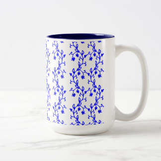 Taza Bicolor Líneas florales azules