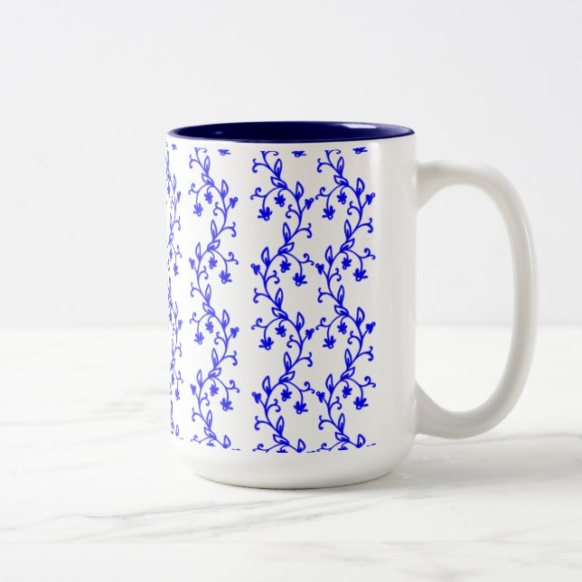 Taza Bicolor Líneas florales azules (Derecha)