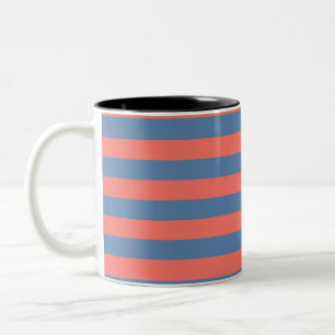 Taza Bicolor Líneas horizontales azules de coral y Pacífico
