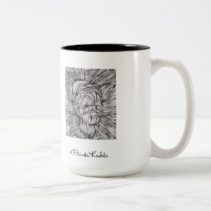 Taza Bicolor Líneas retrato de Frida Kahlo
