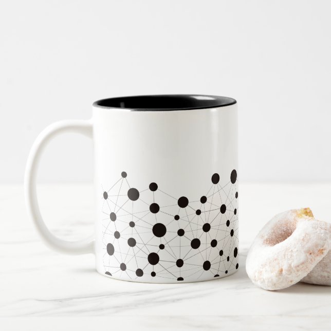 Taza Bicolor Líneas y puntos  (Con donut)