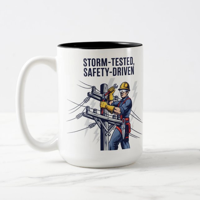 Taza Bicolor Lineman Storm Restoration Gift (Izquierda)