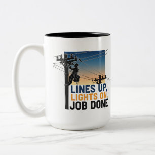 Taza Bicolor Liniero Profesional Orgulloso Trabajador de Servic