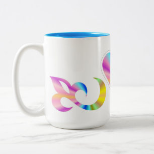 Taza Bicolor Lirio cardíaco arcoiris y mariposa