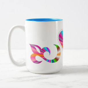 Taza Bicolor Lirio cardíaco arcoiris y mariposa