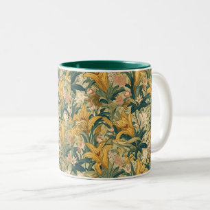 Taza Bicolor Lirio dorado vintage pre-rafaelita de William Morr
