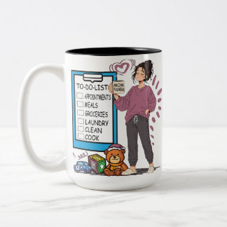 Taza Bicolor Lista de tareas de Momfulness Ilustración de mamá