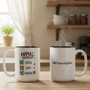 Taza Bicolor Lista de Verificación de Rescate de Animales Foste