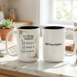 Taza Bicolor Lista de verificación para el cuidado de mascotas
