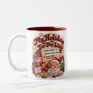Taza Bicolor Lista divertida de tareas de Navidad Perro sarcást