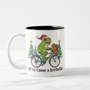 Taza Bicolor Listo para Causar un Revuelo Rana Navidad Divertid