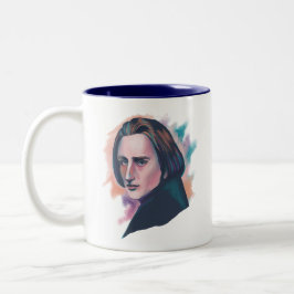 Taza Bicolor Liszt Watercolor Portrait Quote 