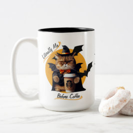 Taza Bicolor Literalmente Yo Antes Del Café - Un Gato De Hallow