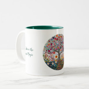 Taza Bicolor Litha de patrones florales y de ráfaga de sol