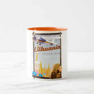 Taza Bicolor Lituania - Para un cartel de viajes de aventura