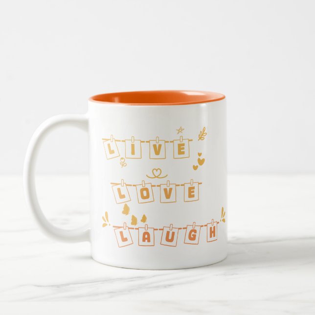 Taza Bicolor Live Love Lauder Cute Notedry Mug (Izquierda)