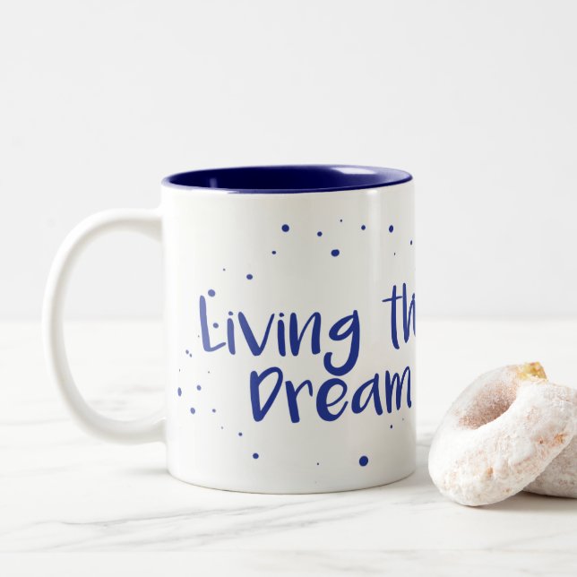 Taza Bicolor Living The Dream Coffee Mug, Navy (Con donut)