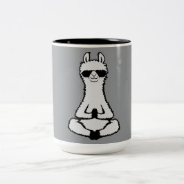 Taza Bicolor Llama Cool Zen Postura de Meditación Gafas de Sol 
