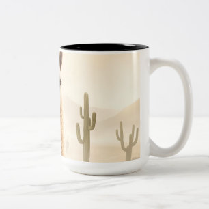 Taza Bicolor Llama de arena suave con flujo de cactus