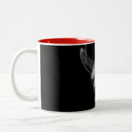 Taza Bicolor Llama de corte de cabeza vertical con fondo negro