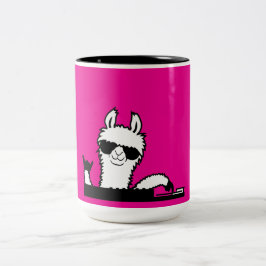 Taza Bicolor Llama DJ Cool Party Music Mixing Animal Sunglasses