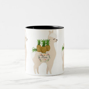 Taza Bicolor Llama Fruit Pineapple Floral Mug