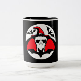 Taza Bicolor Llama Halloween Witch Hat Bats Cool Animal Party