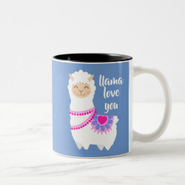 Taza Bicolor Llama te ama broma de San Valentín