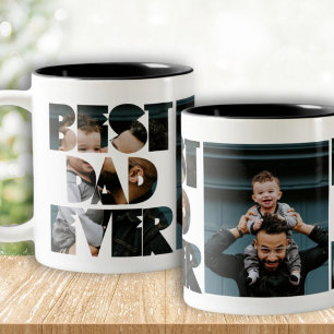 Taza Bicolor Llamada de Foto Caligrafía Papá Moderno el Mejor d