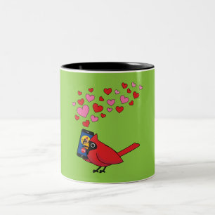 Taza Bicolor Llamadas de amor de apareamiento de pájaros carden