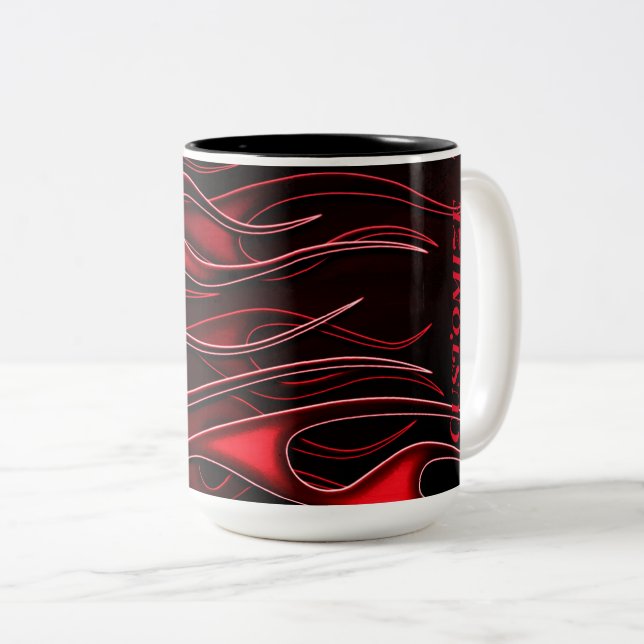 Taza Bicolor Llamas rojas personalizadas (Anverso derecho)