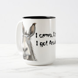 Taza Bicolor Llegué, vi, me dio Ansiedad