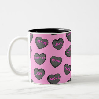 Taza Bicolor Llenos del patrón de los corazones de amor rosa ne