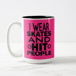Taza Bicolor Llevo los patines y a la gente del golpe, rodillo