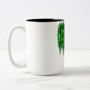 Taza Bicolor Lluvia de Código Digital Verde – Estilo Matrix Cyb