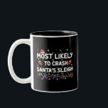 Taza Bicolor Lo Más Probable Es Que Los Navidades Funny De Sant<br><div class="desc">Lo más probable es que caiga en vacaciones de Navidades divertidos de Santa Claus</div>
