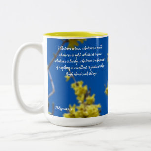 Taza Bicolor Lo que es flores amarillas preciosas