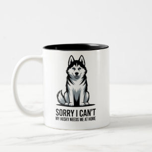 Taza Bicolor Lo siento, no puedo, mi Husky me necesita