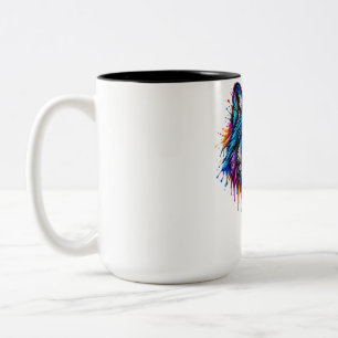 Taza Bicolor Lobo Cabeza de Arcoíris de Neón – Arte de Salpicad