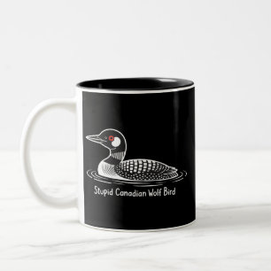 Taza Bicolor Lobo canadiense estúpido ave divertido regalo Cana