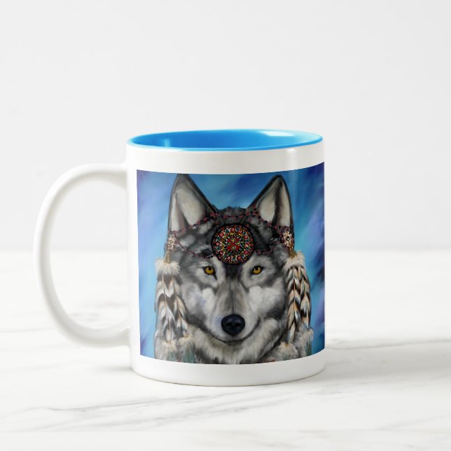 Taza Bicolor Lobo Gris (Izquierda)