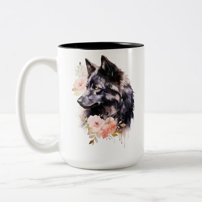 Taza Bicolor Lobo negro (Izquierda)
