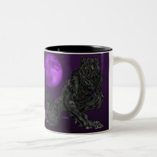 Taza Bicolor Lobo negro hombre lobo licántropo arte de fantasía
