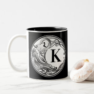 Taza Bicolor Lobo tribal - Monograma sombreado