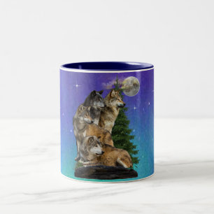 Taza Bicolor Lobo y Luna