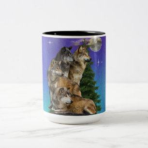 Taza Bicolor Lobo y Luna